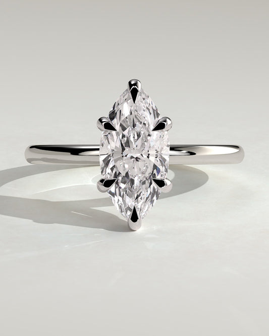 Stephanie - Marquise Claw Solitaire Engagement Ring - White Gold