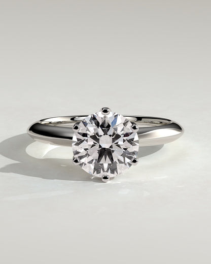 Caroline - Round Claw Solitaire with Knife Edge Band Engagement Ring - Platinum