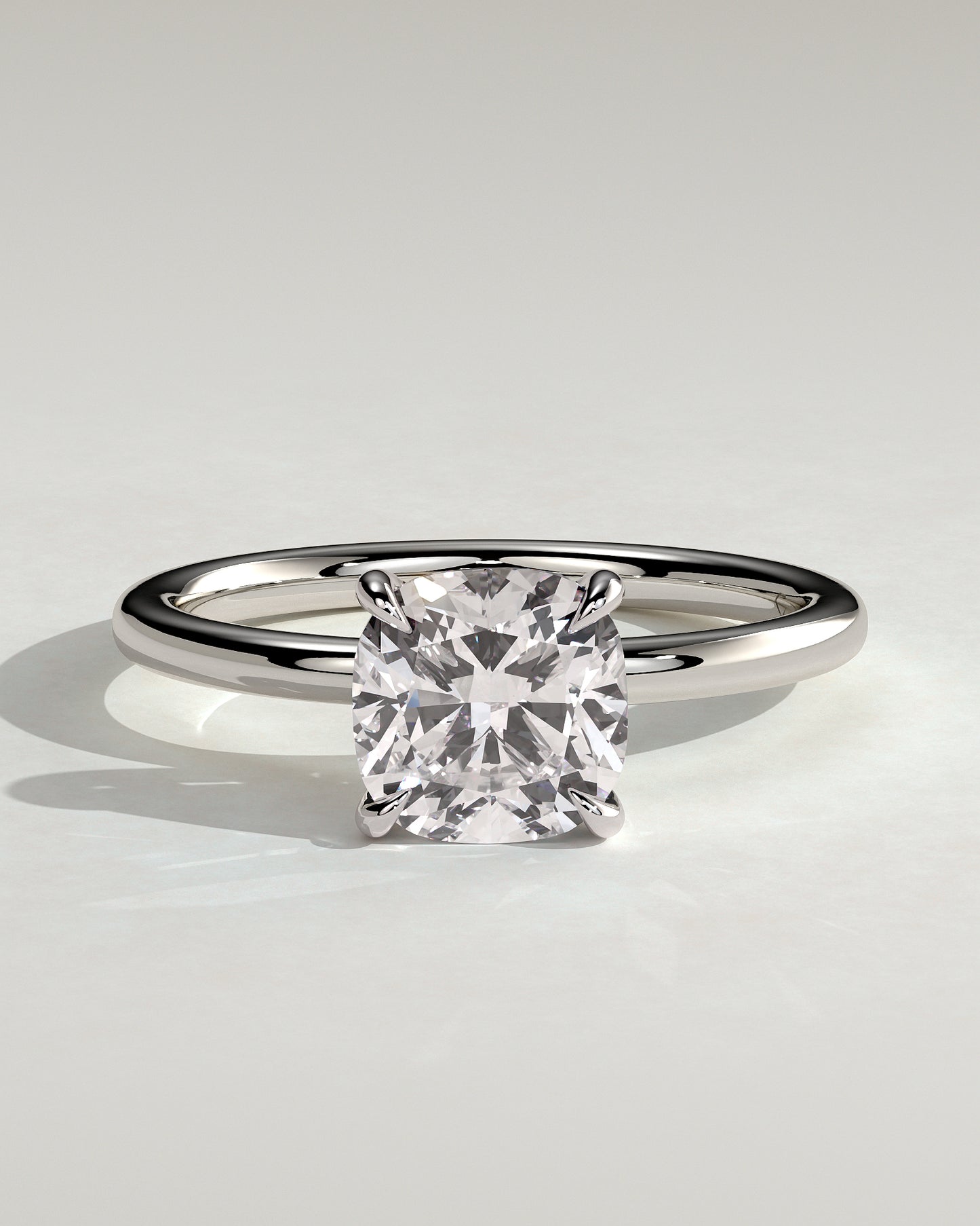 Hazel - Cushion Claw Solitaire Engagement Ring - Platinum - White Gold / Platinum 2ct