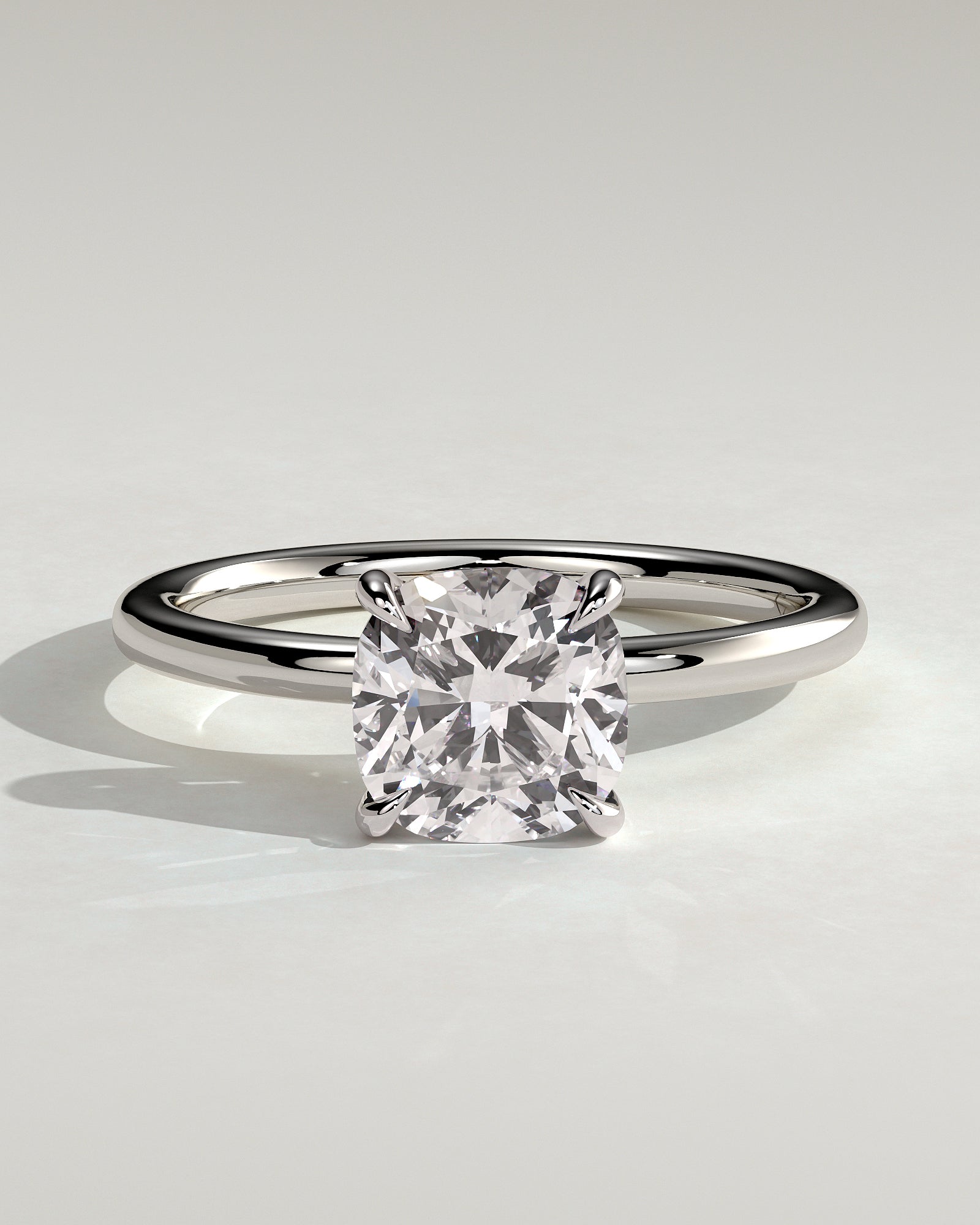 Hazel - Cushion Claw Solitaire Engagement Ring - Platinum - White Gold / Platinum 2ct