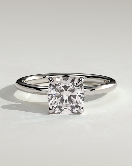 Hazel - Cushion Claw Solitaire Engagement Ring - Platinum