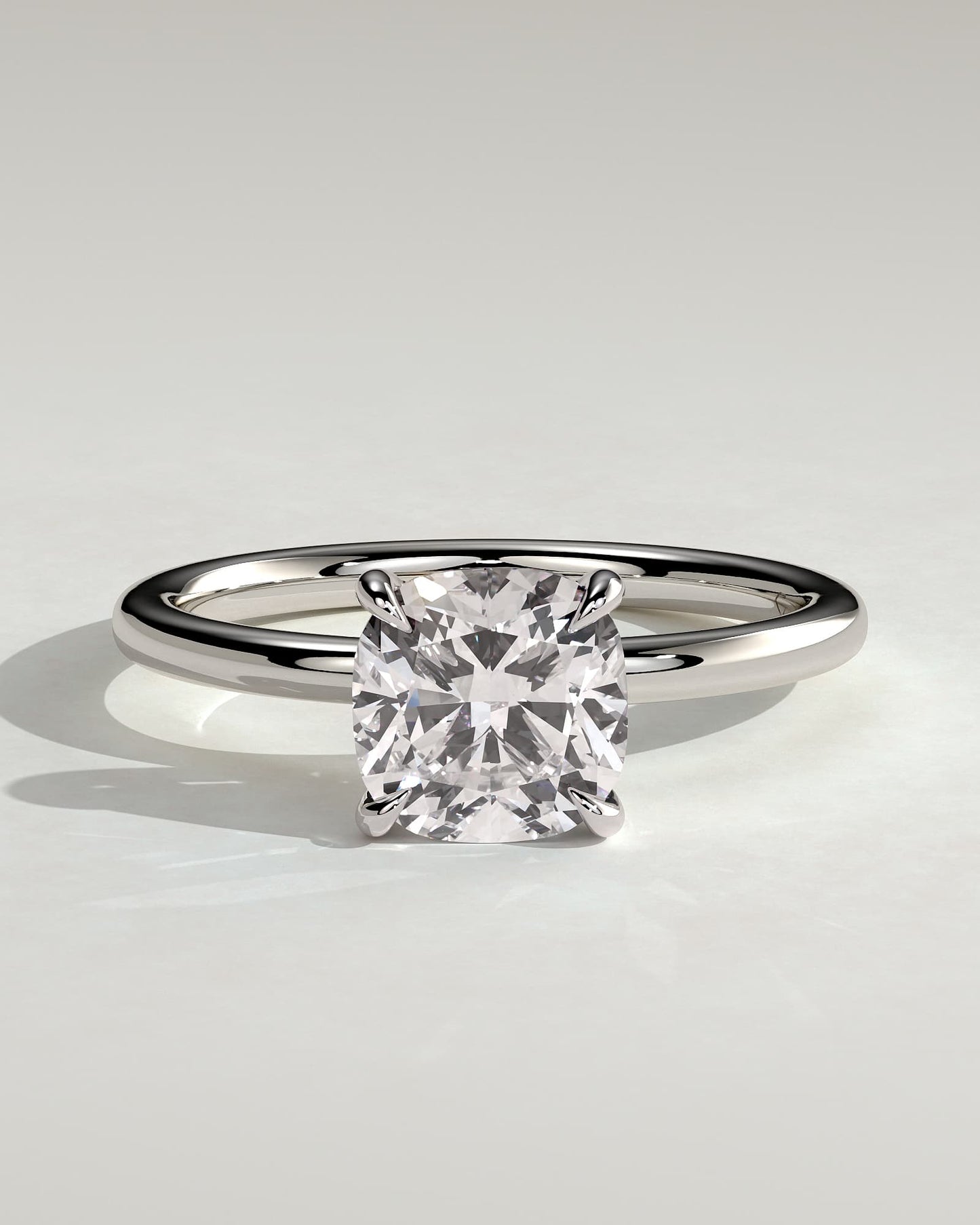 Hazel - Cushion Claw Solitaire Engagement Ring - White Gold