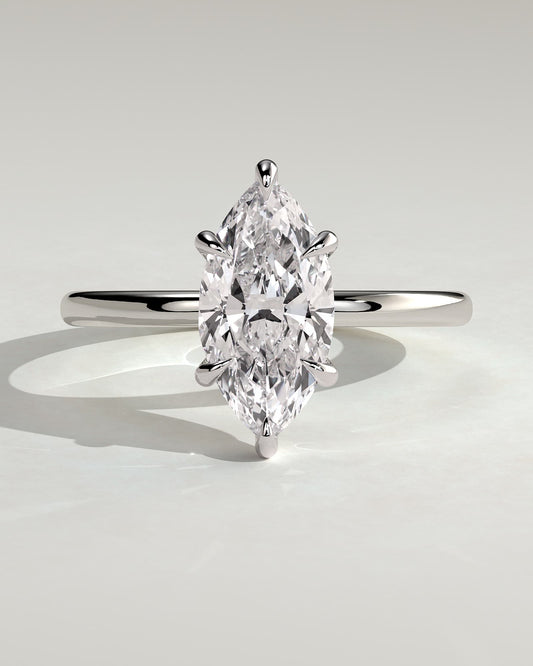 Marly - Classic Marquise Claw Solitaire Engagement Ring - White Gold
