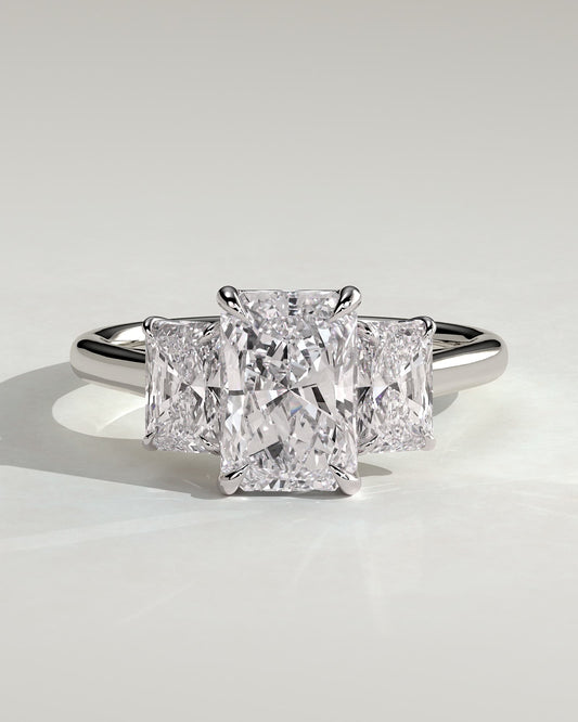 Ayla - Classic Radiant Claw Trilogy Engagement Ring - Platinum