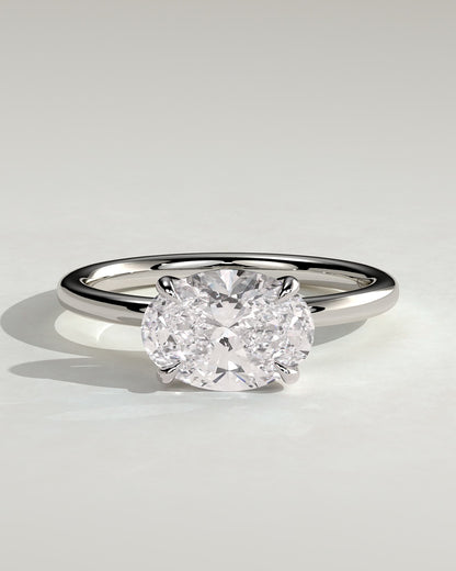 Dotti - Oval East West Claw Solitaire Engagement Ring - Platinum