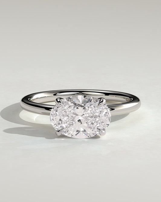 Dotti - Oval East West Claw Solitaire Engagement Ring - Platinum