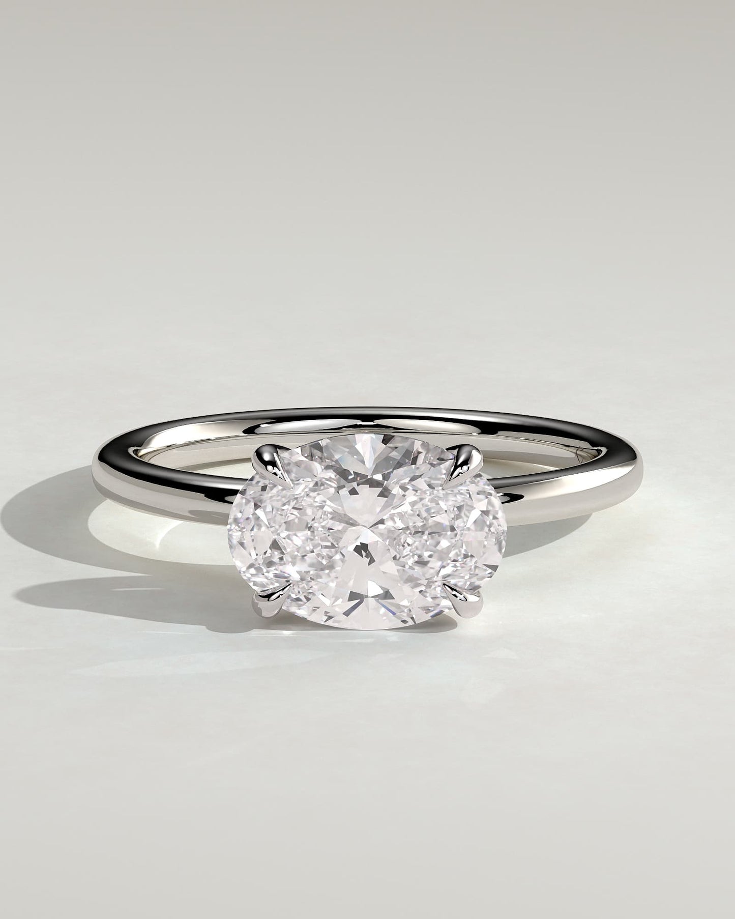 Dotti - Oval East West Claw Solitaire Engagement Ring - White Gold