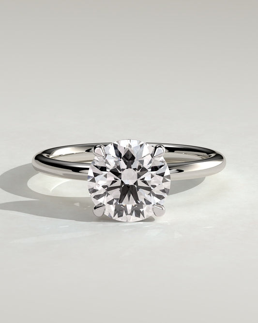 Lilly - Round Claw Solitaire Engagement Ring - White Gold