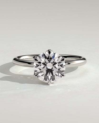 Iris - Round Claw Solitaire with Petal Gallery Engagement Ring - Platinum