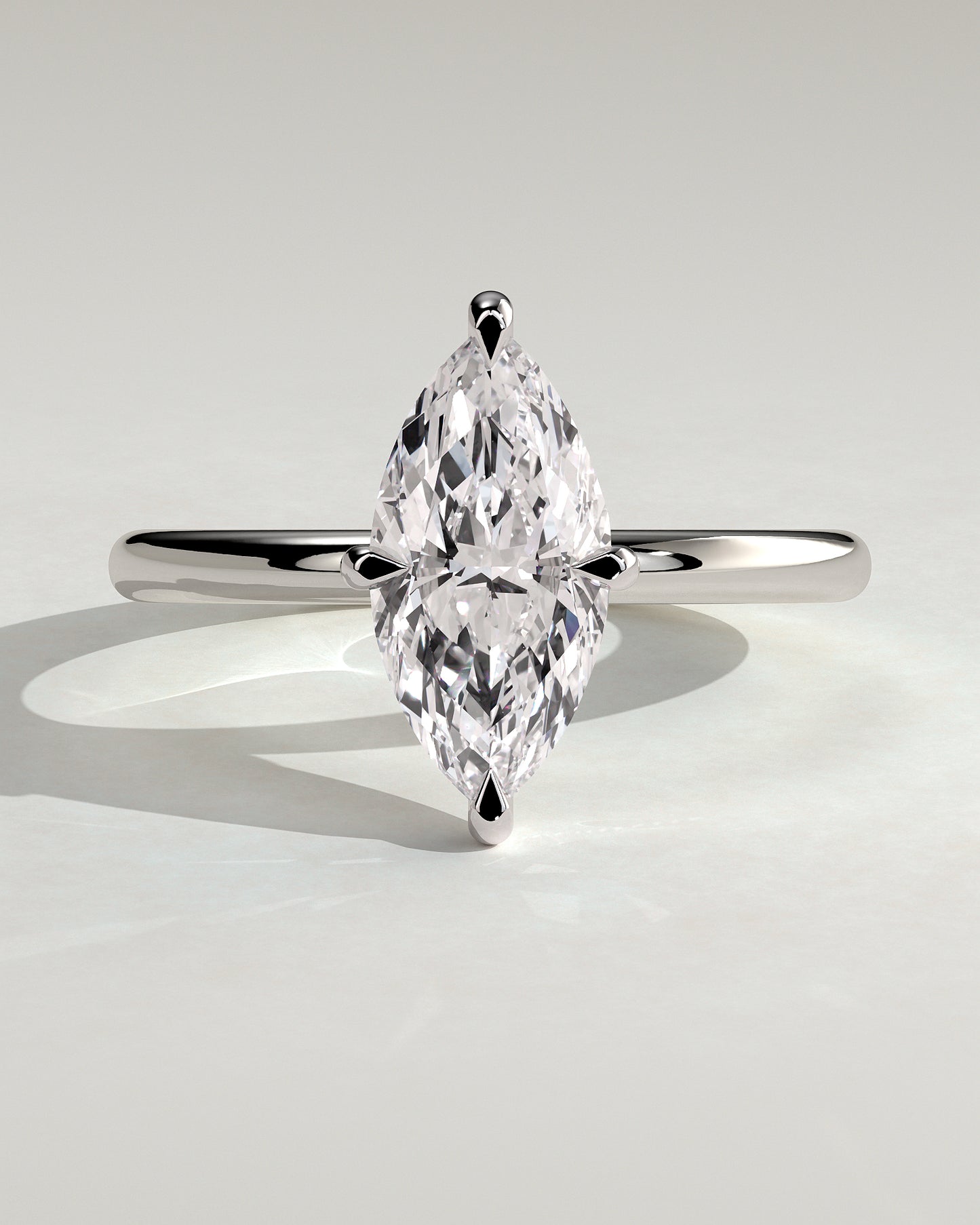 Genevieve - Marquise Claw Solitaire Engagement Ring - Platinum - White Gold / Platinum 2ct