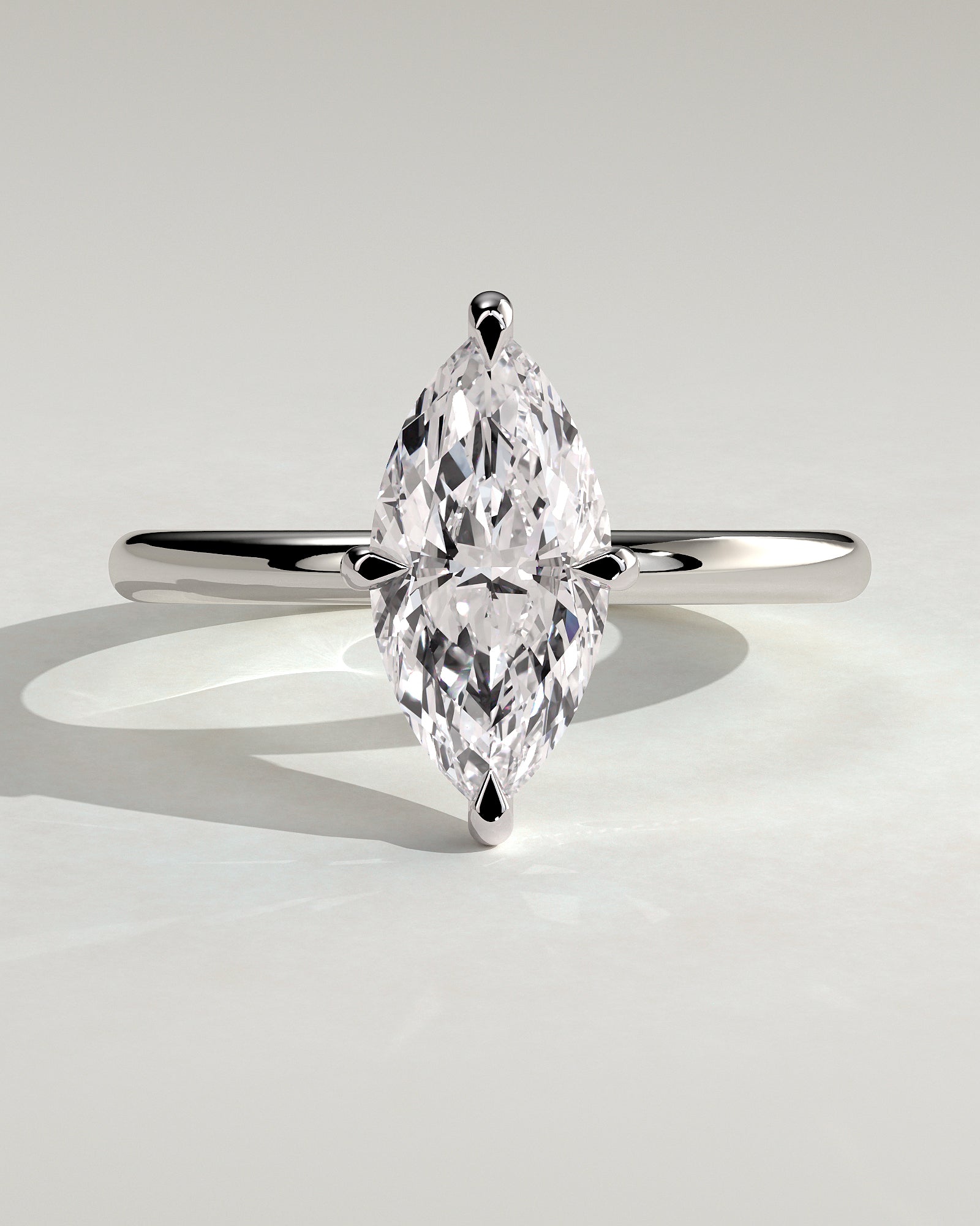 Genevieve - Marquise Claw Solitaire Engagement Ring - Platinum - White Gold / Platinum 2ct