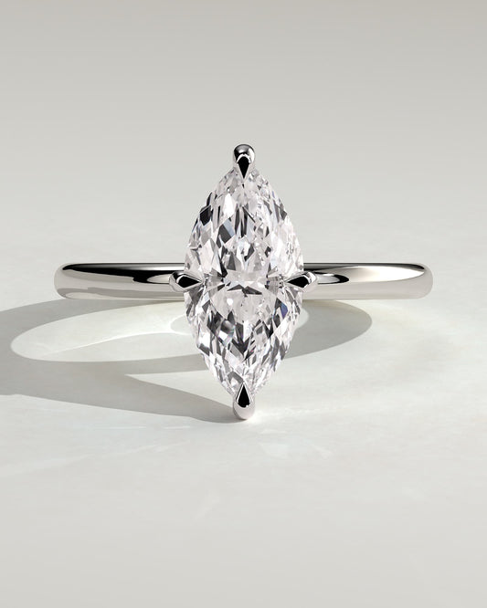 Genevieve - Marquise Claw Solitaire Engagement Ring - Platinum