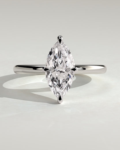 Genevieve - Marquise Claw Solitaire Engagement Ring - White Gold