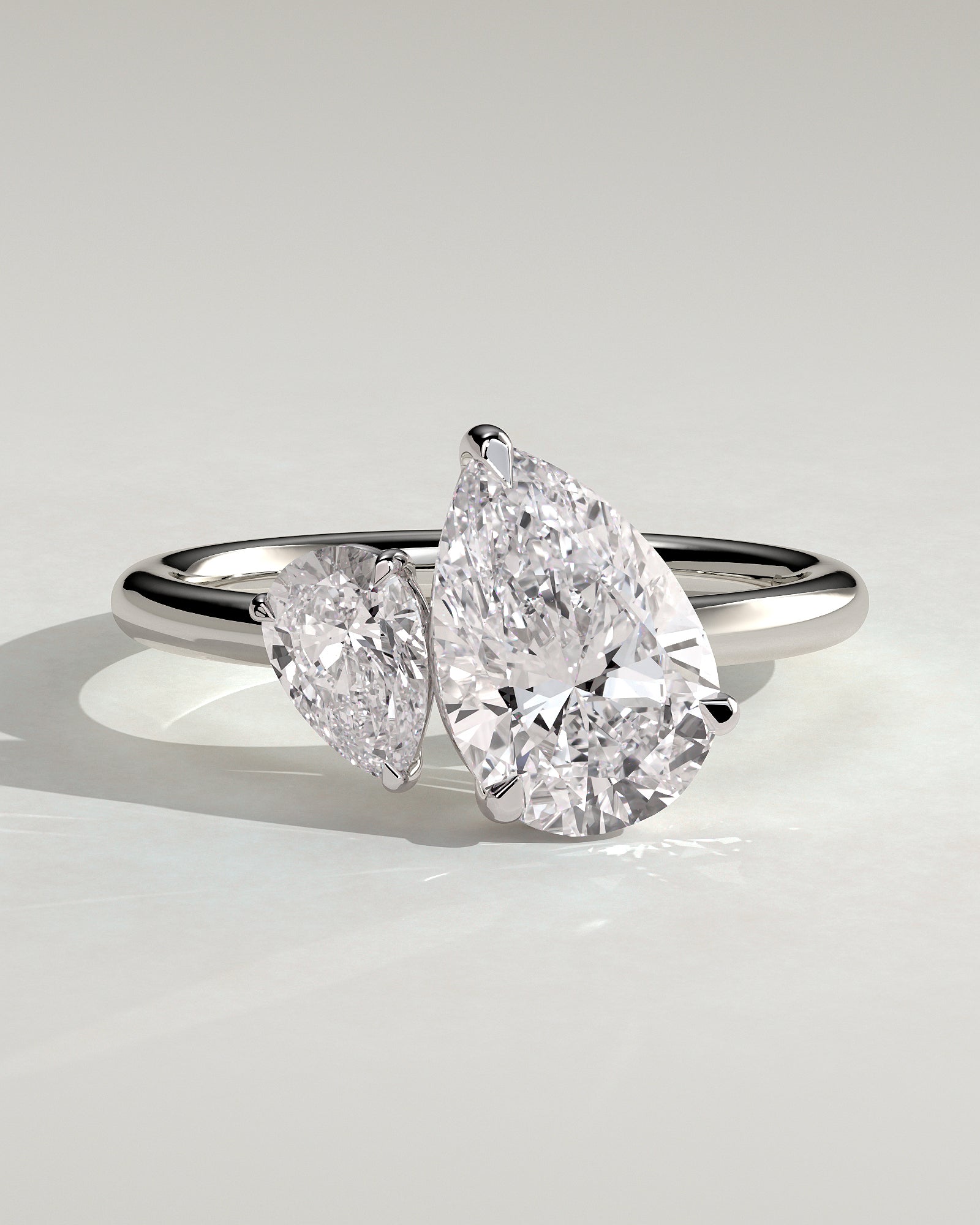 Francesca - Pear and Pear Claw Toi et Moi Engagement Ring - Platinum - White Gold / Platinum 2ct