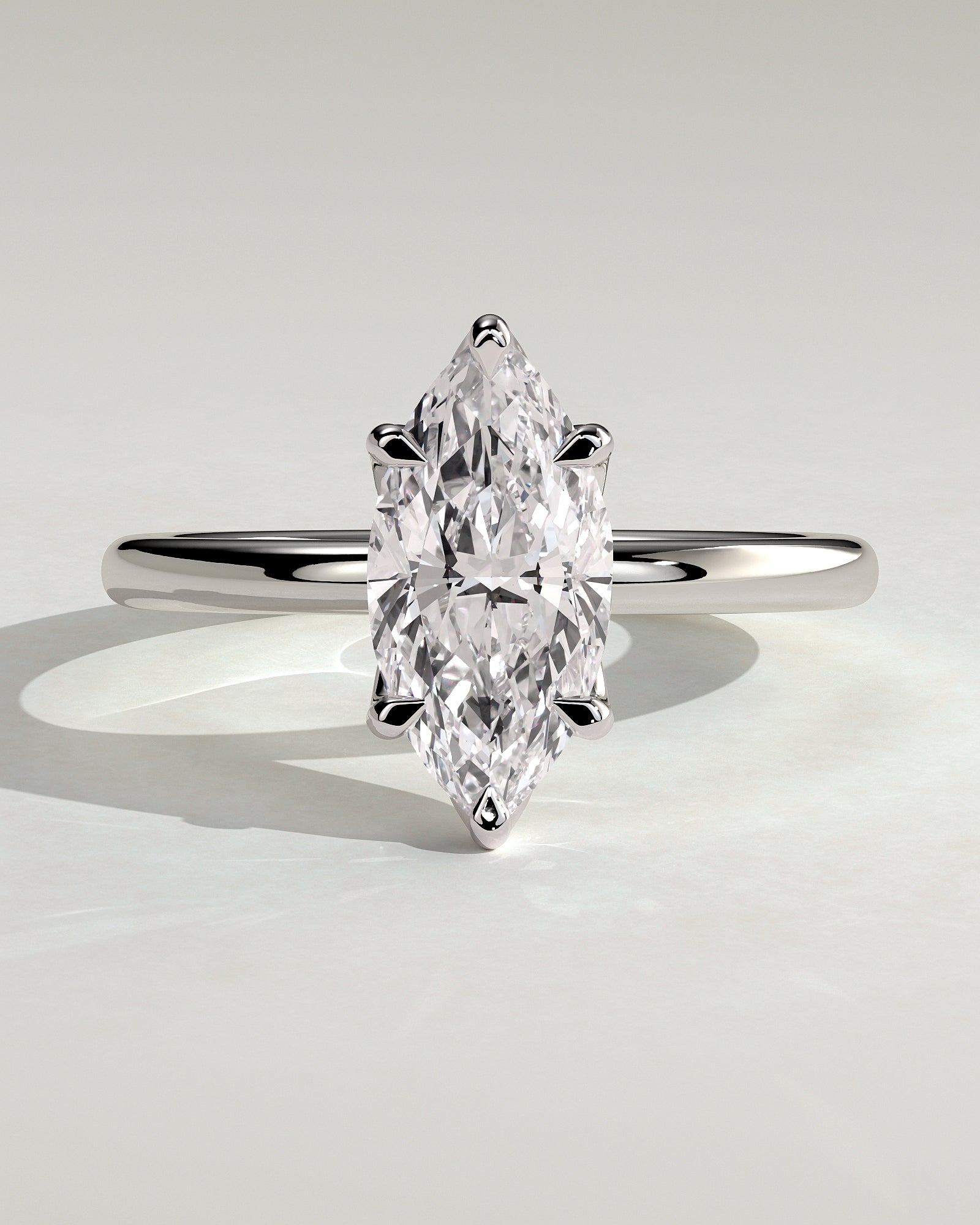 Eve - Marquise Claw Solitaire with Petal Gallery Engagement Ring - Platinum - White Gold / Platinum 2ct