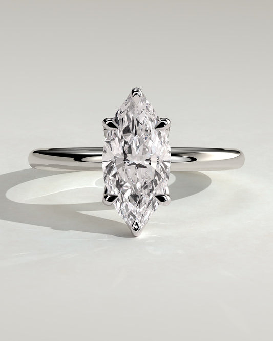 Eve - Marquise Claw Solitaire with Petal Gallery Engagement Ring - Platinum