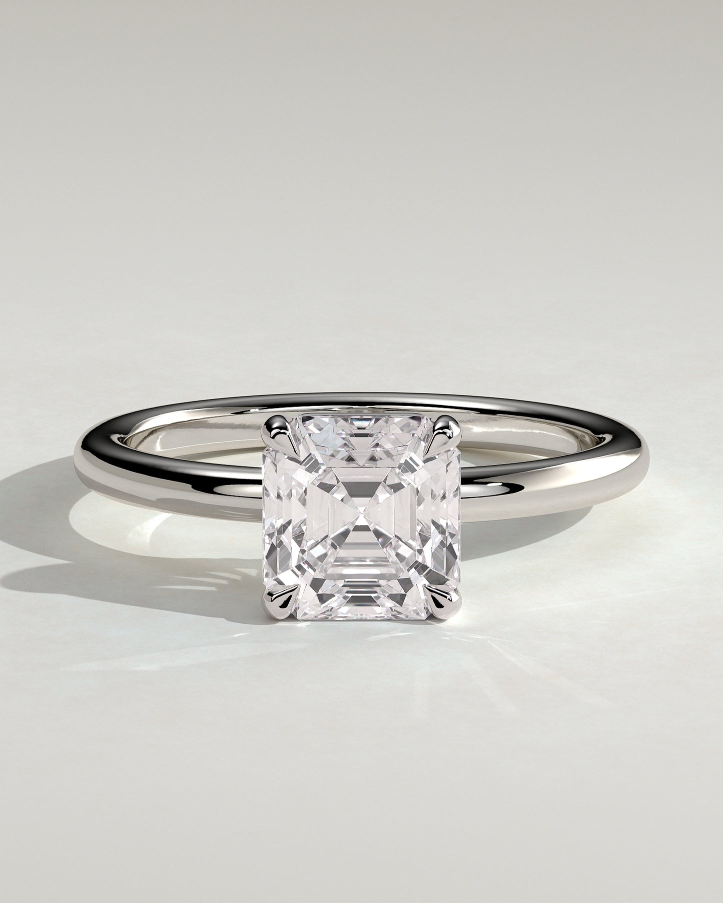 Emmy - Asscher Claw Solitaire Engagement Ring - Platinum - White Gold / Platinum 2ct