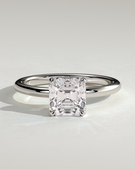 Emmy - Asscher Claw Solitaire Engagement Ring - Platinum