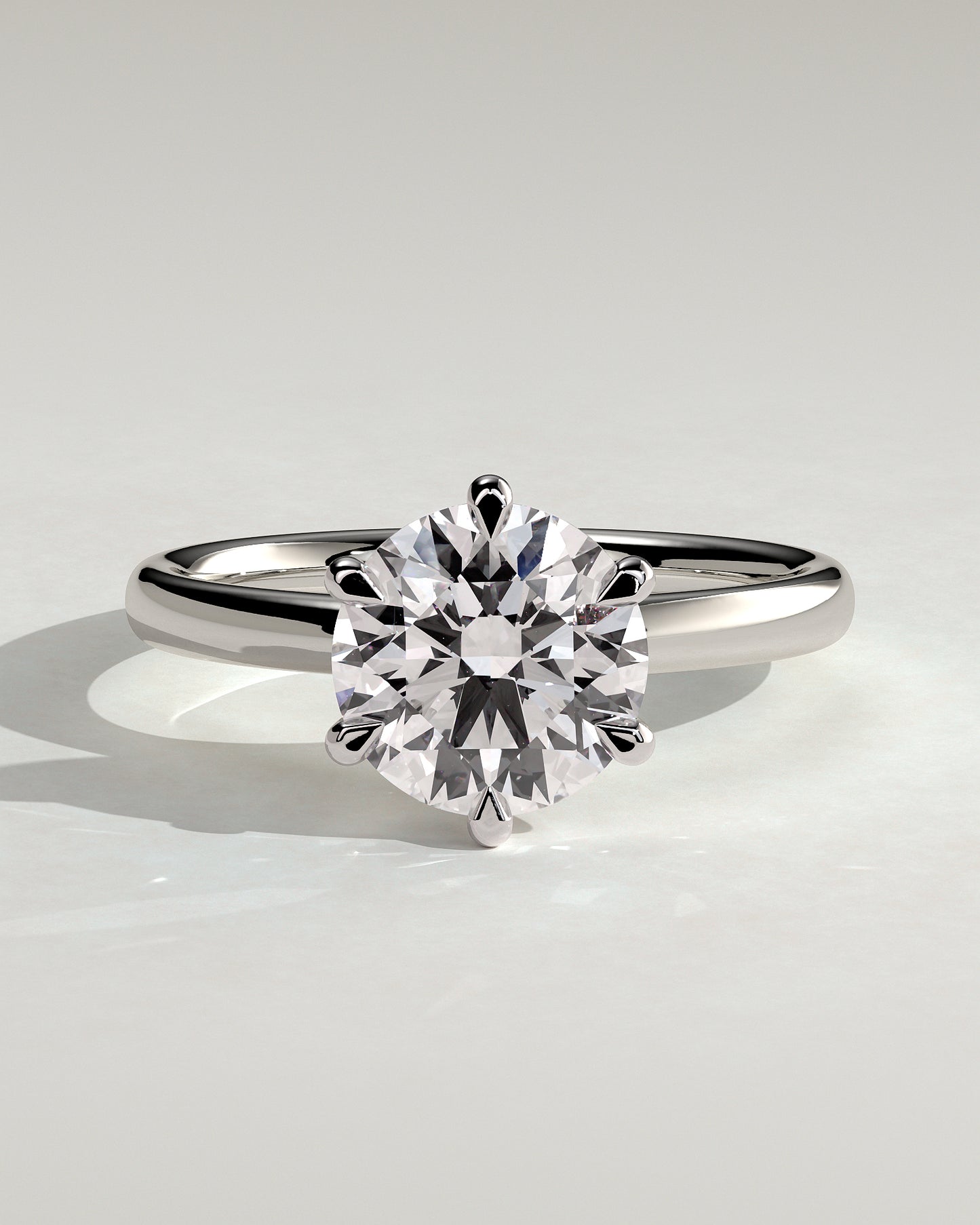 Daniela - Round Claw Solitaire with Solid Cathedral High Setting Engagement Ring - Platinum - White Gold / Platinum 2ct