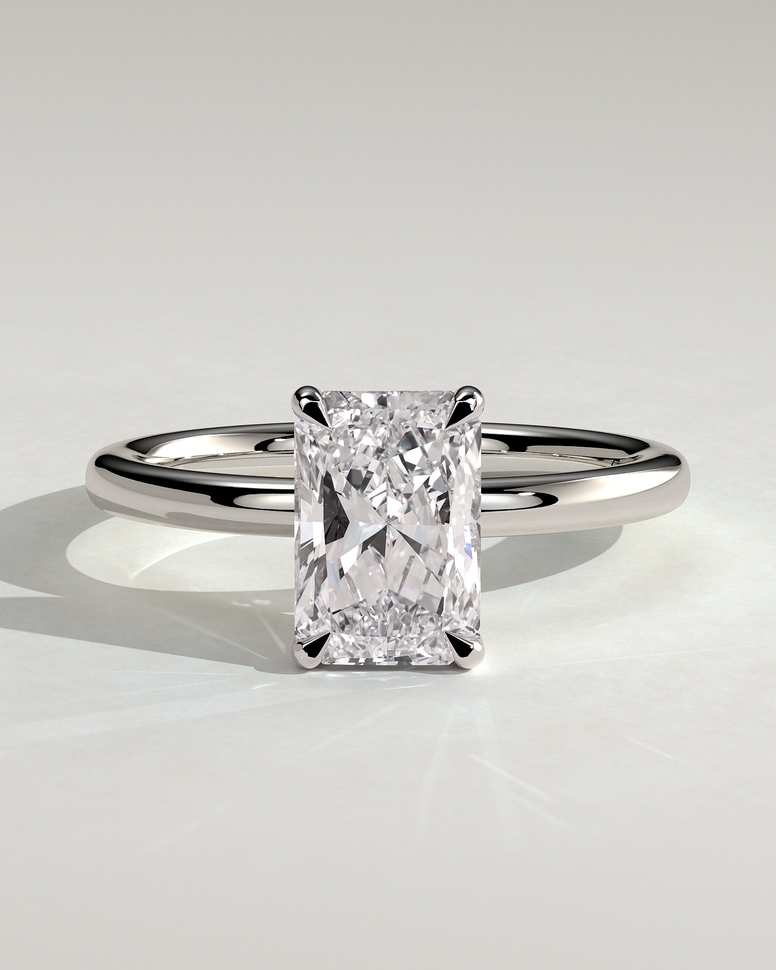 Carly - Radiant Claw Solitaire with Hidden Halo Engagement Ring - Platinum - White Gold / Platinum 2ct