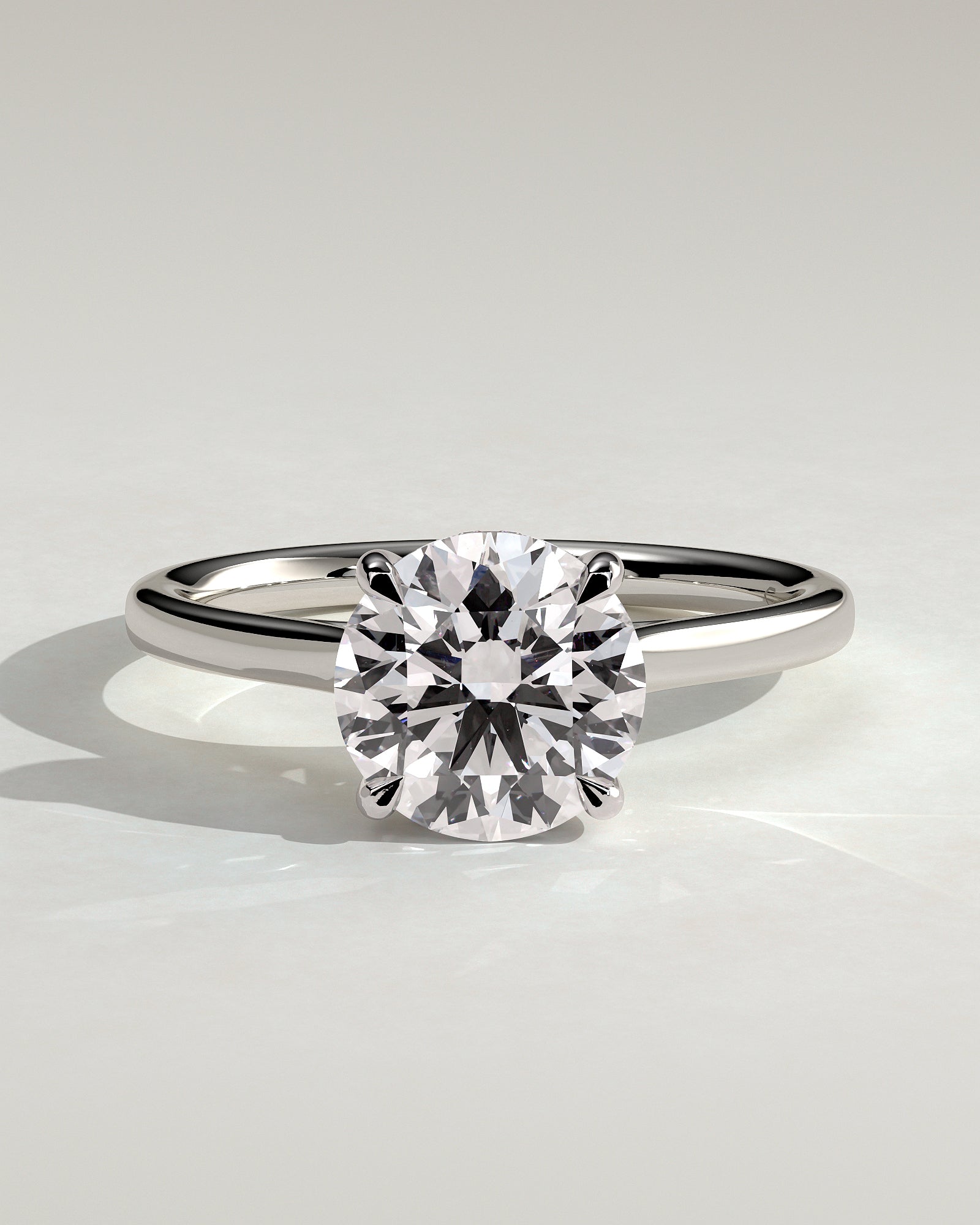 Bonnie - Round Claw Solitaire with Hidden Halo and Cathedral High Setting Engagement Ring - Platinum - White Gold / Platinum 2ct