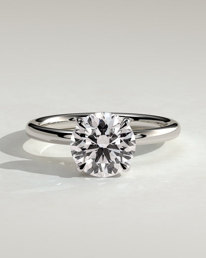 Bindi - Round Claw Solitaire with Hidden Halo Engagement Ring - Platinum