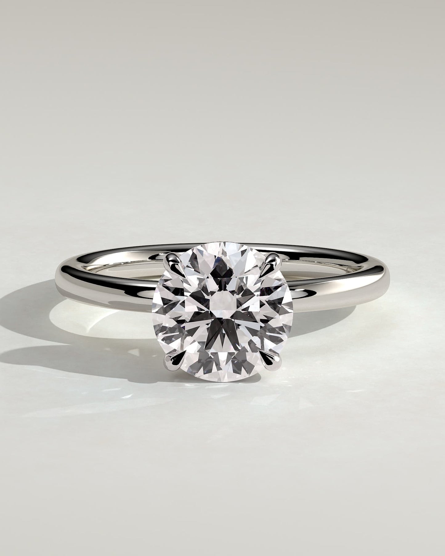 Bindi - Round Claw Solitaire with Hidden Halo Engagement Ring - White Gold