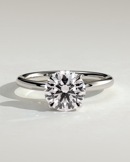 Bindi - Round Claw Solitaire with Hidden Halo Engagement Ring - White Gold