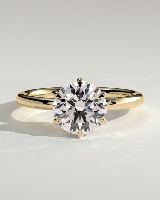 Mariah - Round Claw Solitaire with Crown Gallery Engagement Ring - Yellow Gold