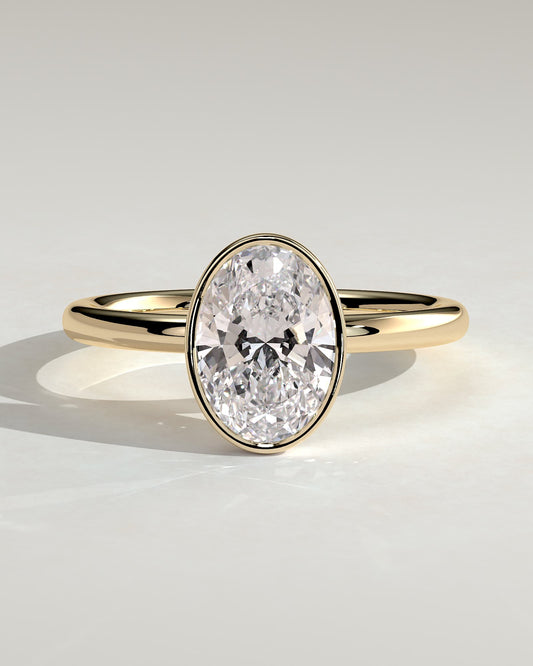 Sage - Oval Bezel Solitaire Engagement Ring - Yellow Gold