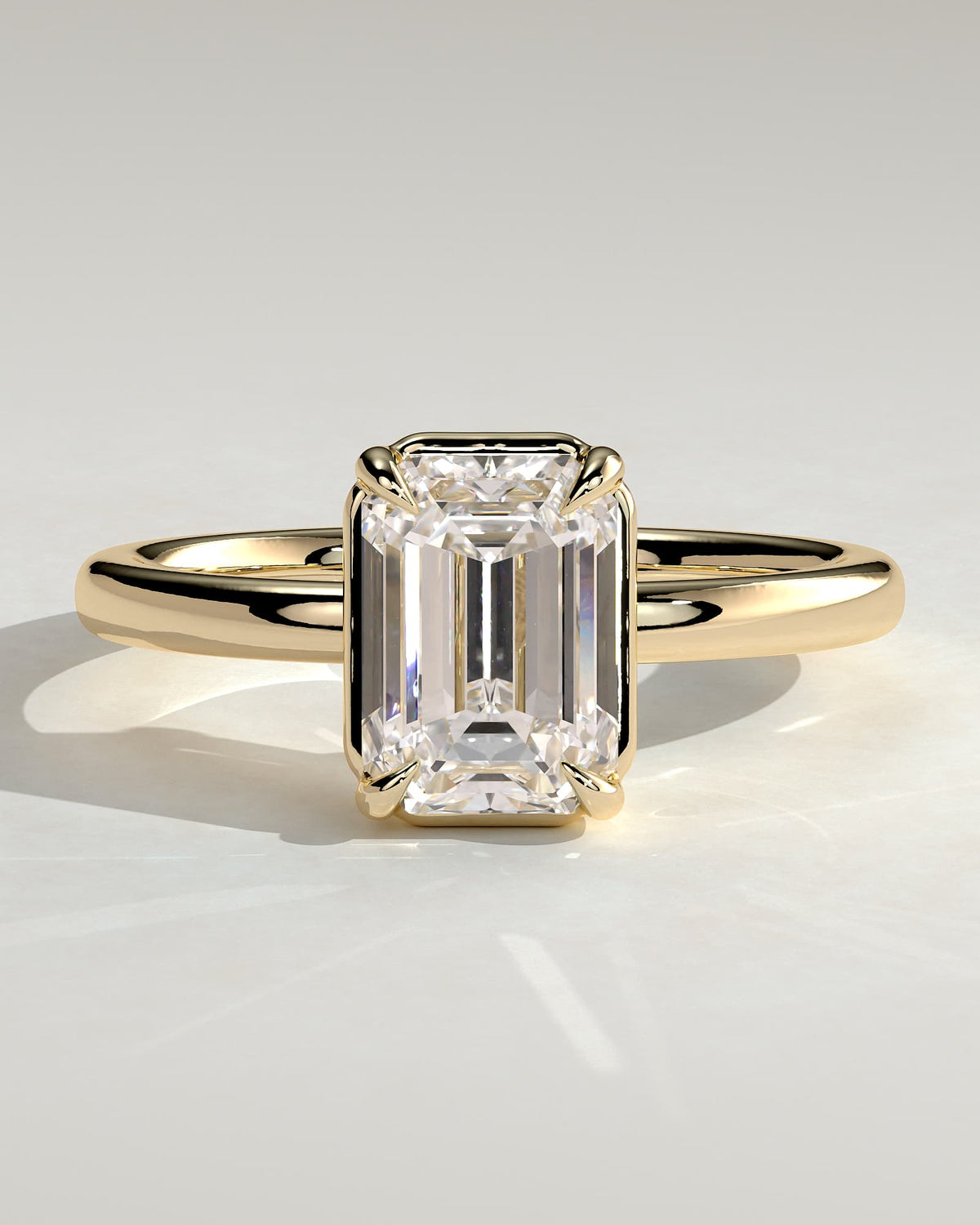 Matisse - Emerald Claw Solitaire with Bezel Frame Engagement Ring - Yellow Gold