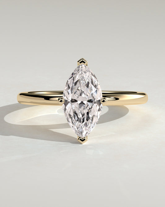 Sherry - Marquise Claw Solitaire Engagement Ring - Yellow Gold - Yellow Gold 2ct