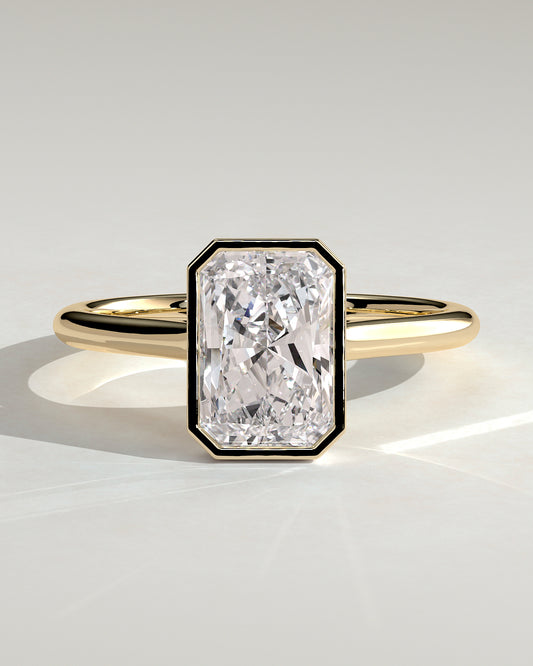 Zoe - Radiant Bezel Solitaire with Open Cathedral High Setting Engagement Ring - Yellow Gold - Yellow Gold 2ct