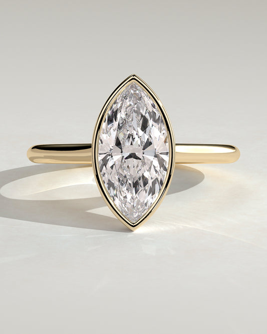 Stella - Marquise Bezel Solitaire with Cathedral High Setting Engagement Ring - Yellow Gold - Yellow Gold 2ct