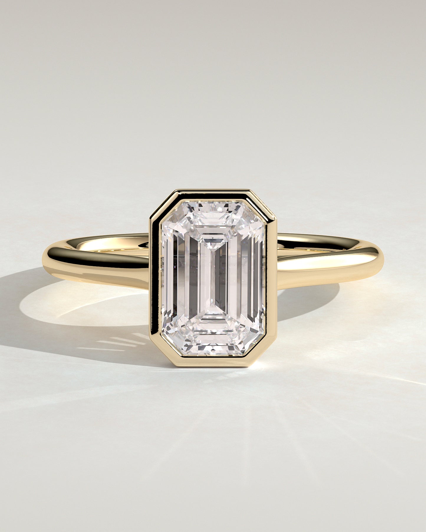 Imani - Emerald Bezel Solitaire with Cathedral High Setting Engagement Ring - Yellow Gold - Yellow Gold 2ct