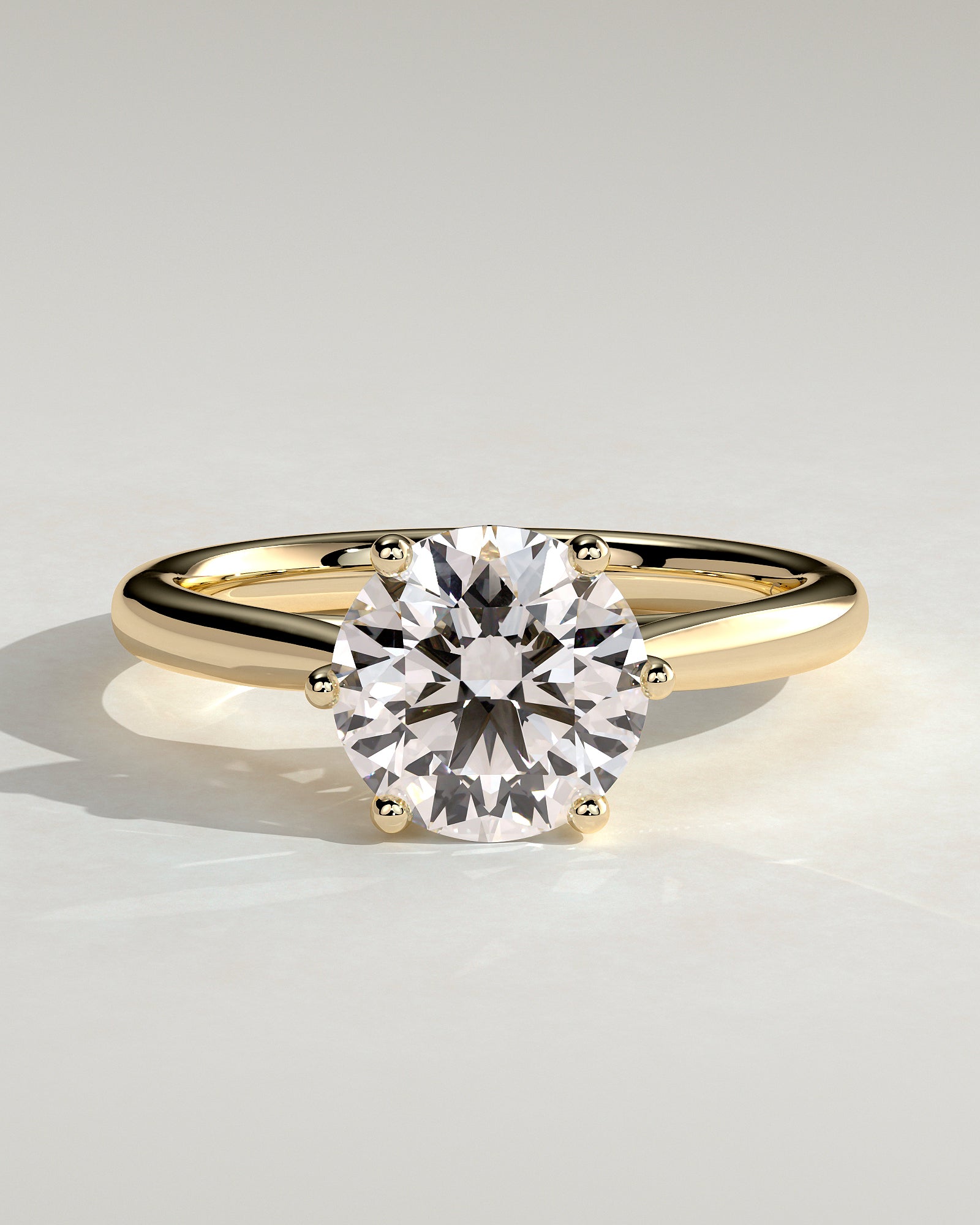 Delilah - Round Claw Solitaire with Open Trellis Gallery and Cathedral Low Setting Engagement Ring - Yellow Gold - Yellow Gold 2ct