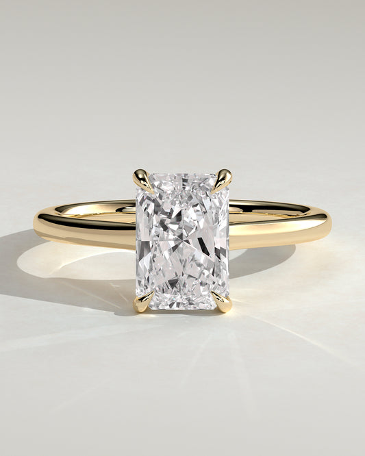Dakota - Radiant Claw Solitaire with Cathedral Low Setting and Open Trellis Gallery Engagement Ring - Yellow Gold - Yellow Gold 2ct