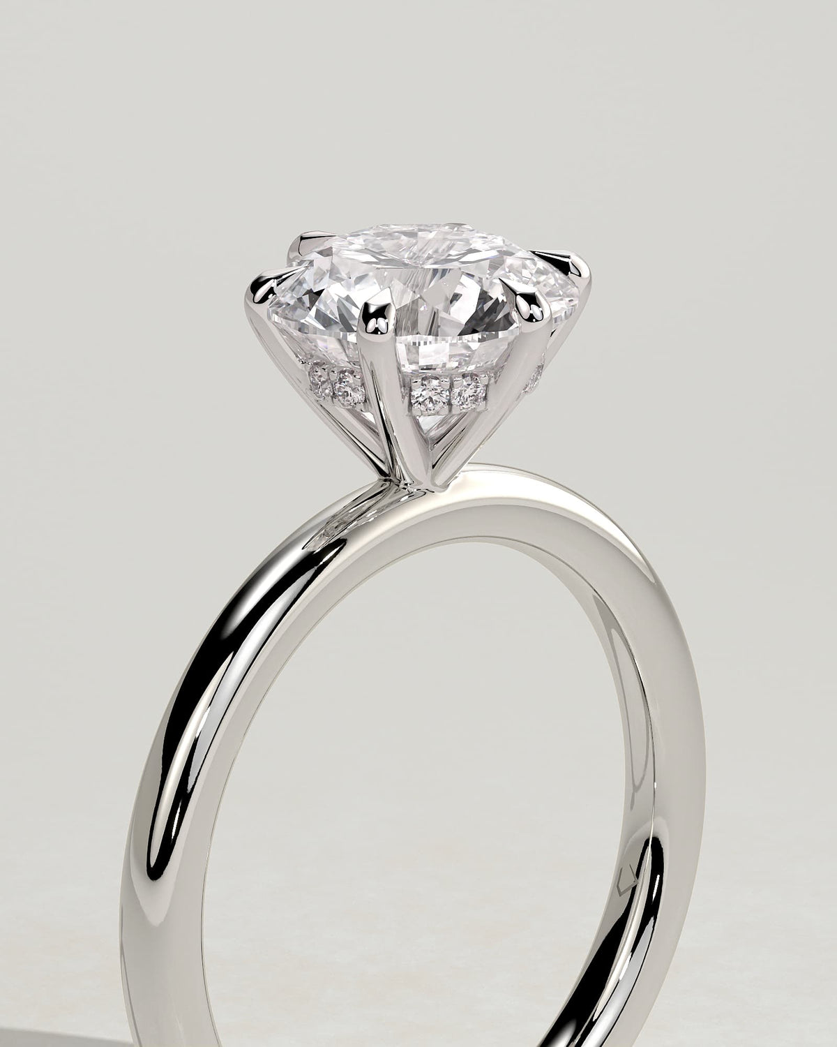 Anna - Round Claw Solitaire with Hidden Halo Engagement Ring - White Gold - white gold - Lara Jewels