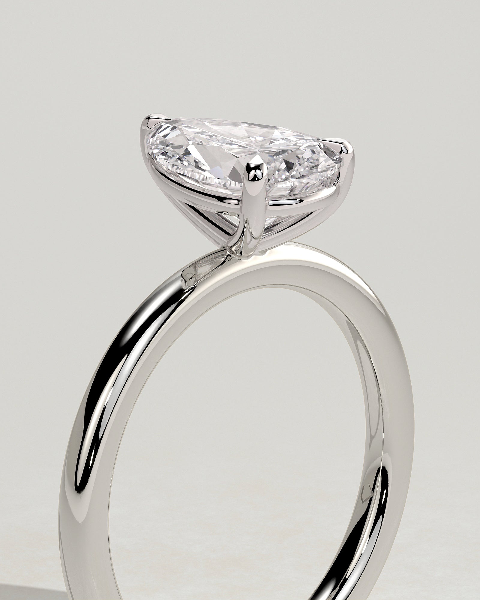 Amy - Pear Claw Solitaire Engagement Ring - Platinum - White Gold / Platinum 2ct