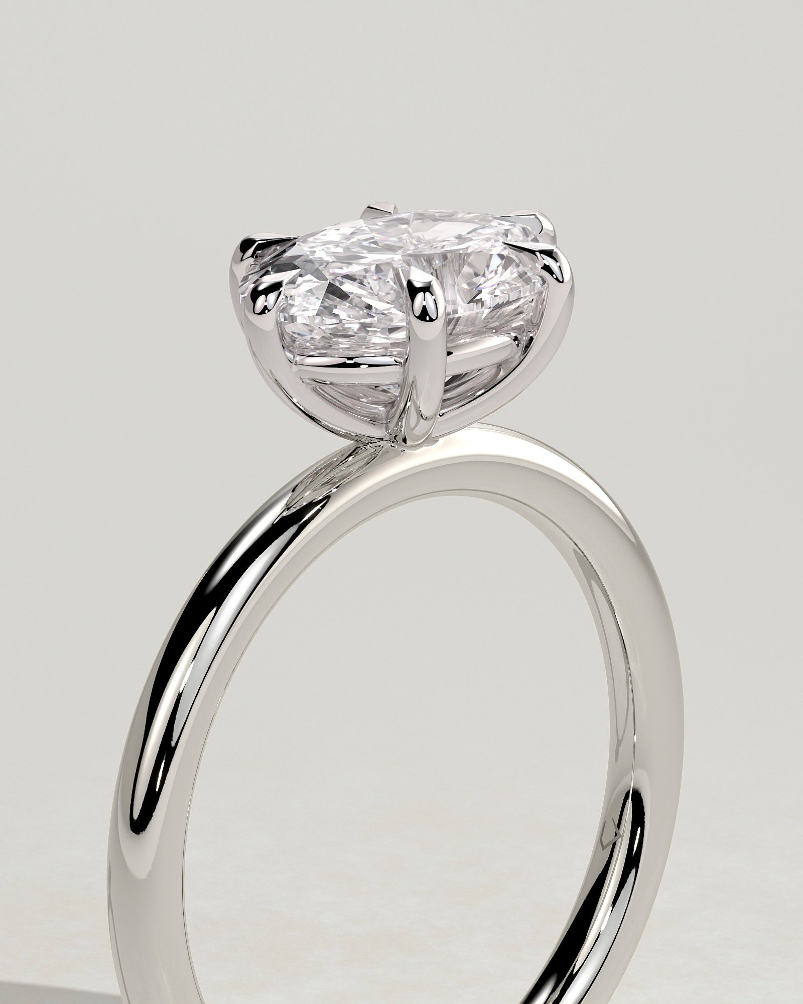Allison - Oval East West Claw Solitaire Engagement Ring - Platinum - White Gold / Platinum 2ct