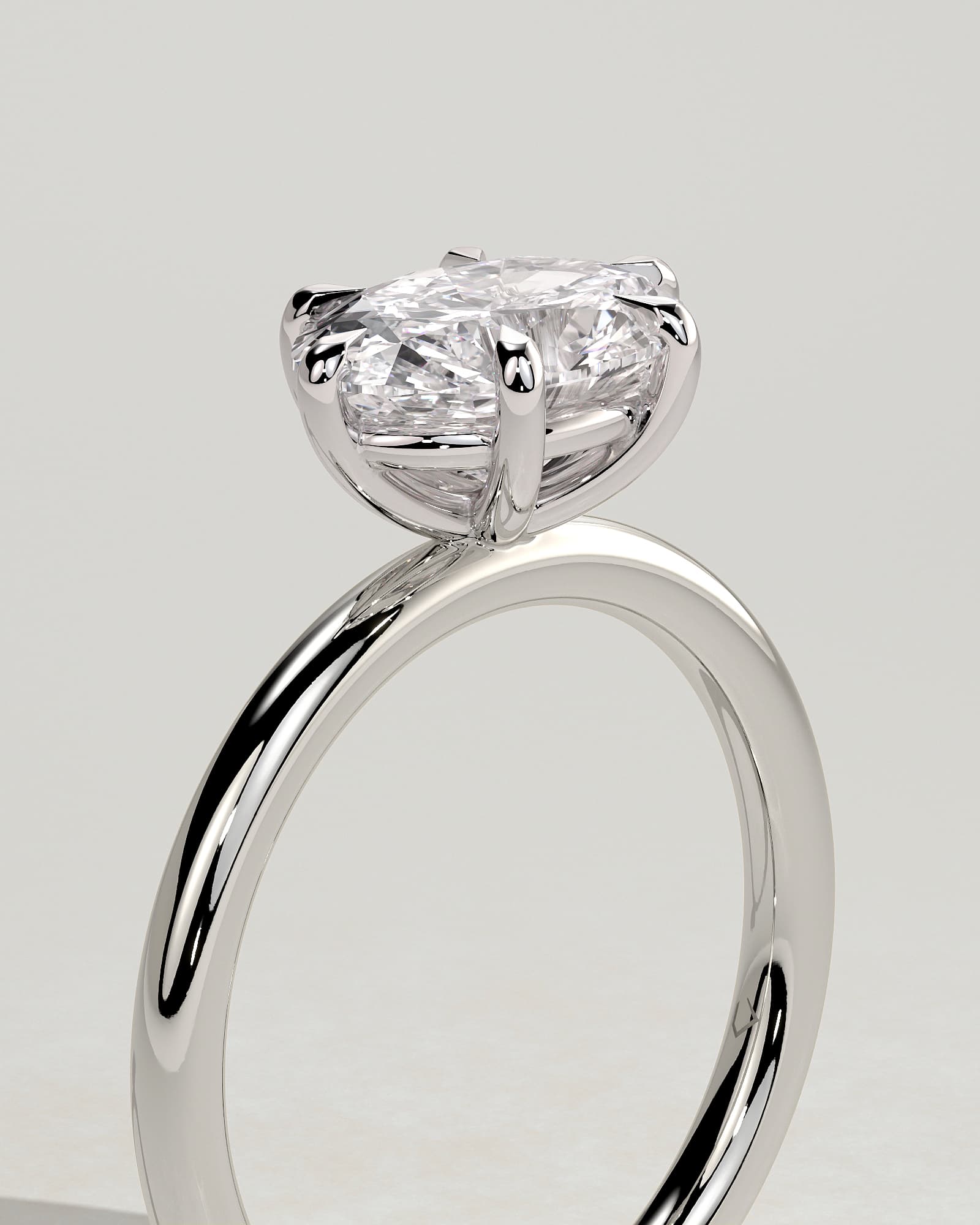 Allison - Oval East West Claw Solitaire Engagement Ring - White Gold - white gold - Lara Jewels