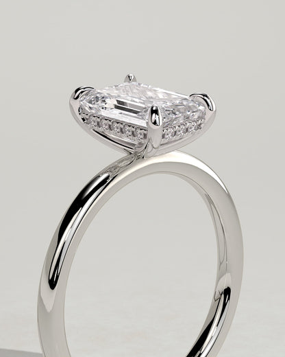 Alice - Emerald Claw Solitaire with Hidden Halo Engagement Ring - Platinum - platinum - Lara Jewels