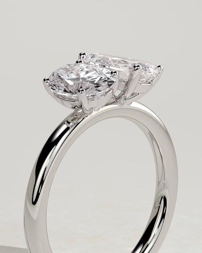 April - Pear and Oval Claw Toi et Moi Engagement Ring - Platinum - platinum - Lara Jewels