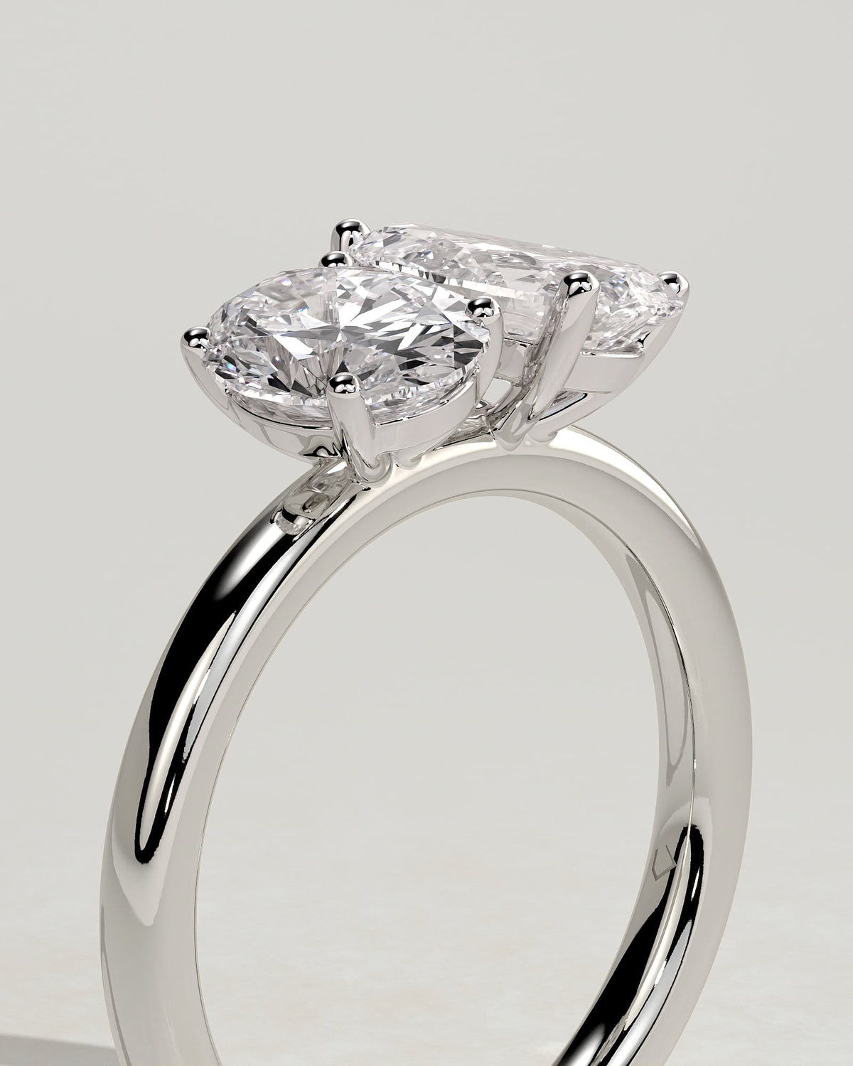 April - Pear and Oval Claw Toi et Moi Engagement Ring - White Gold - white gold - Lara Jewels