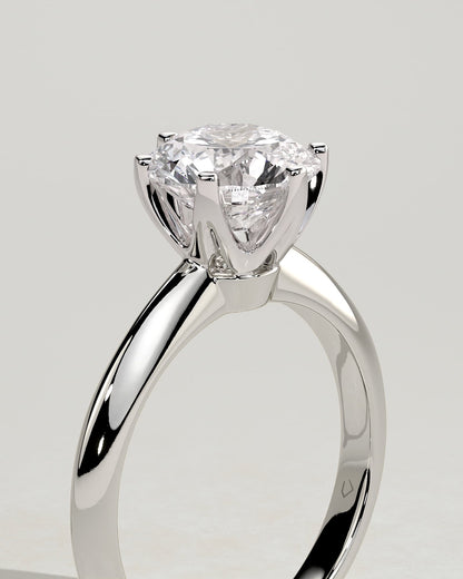 Caroline - Round Claw Solitaire with Knife Edge Band Engagement Ring - Platinum