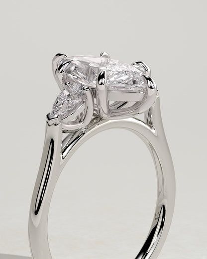Chantelle - Marquise Claw Trilogy with Pear Side Stones and Cathedral Setting Engagement Ring - White Gold