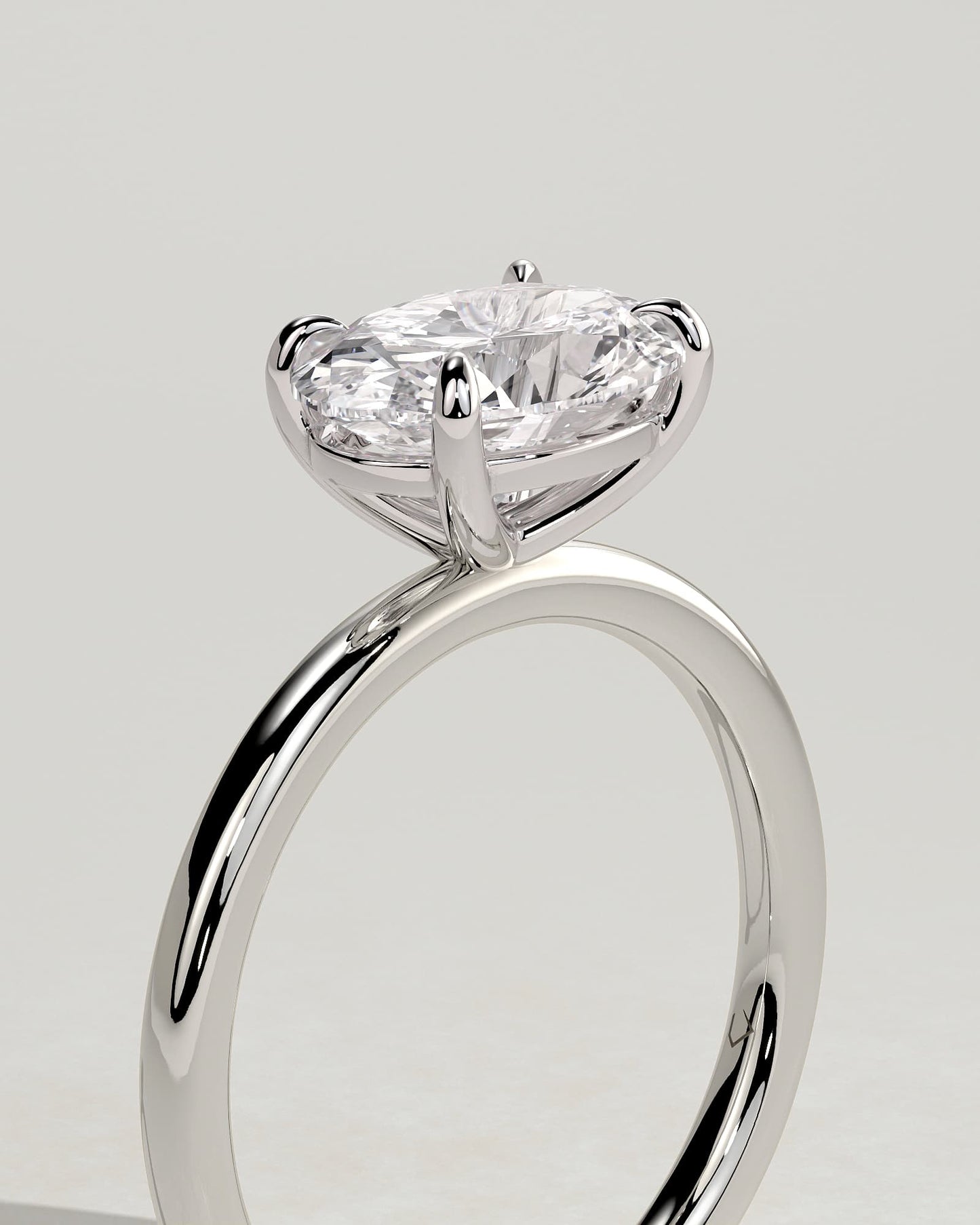 Dotti - Oval East West Claw Solitaire Engagement Ring - White Gold
