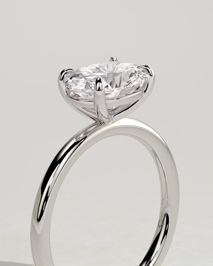 Dotti - Oval East West Claw Solitaire Engagement Ring - White Gold