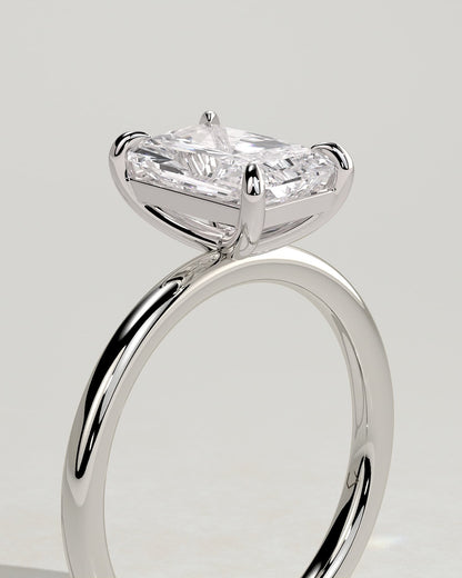 Judy - Radiant Claw Solitaire Engagement Ring - White Gold