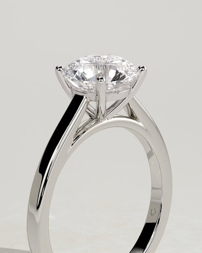 Georgia - Round Claw Solitaire with Flat Band and Cathedral High Setting Engagement Ring - Platinum
